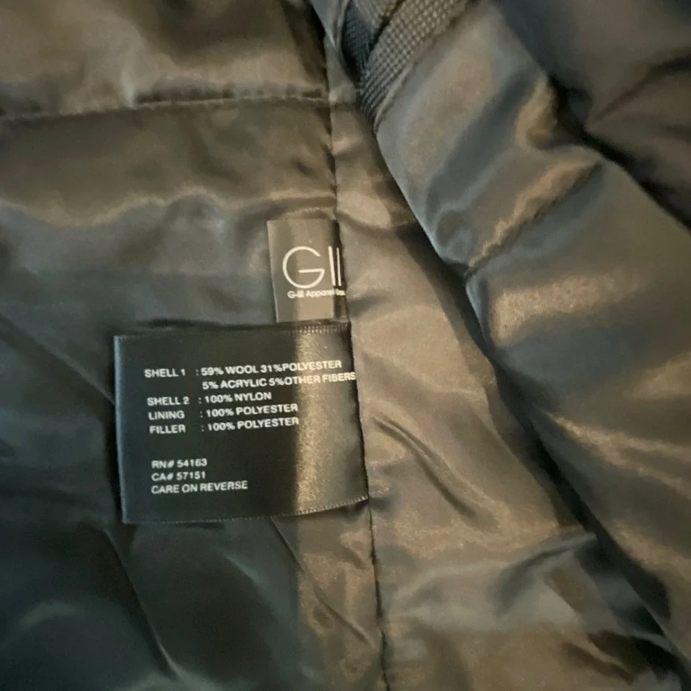 Kenneth Cole New York Mens Black Wool 2-in-1 Poly‎ Puffer Liner Car Coat Sz S